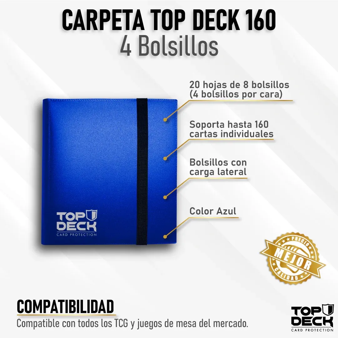 Carpeta Esencial | Para 160 cartas (4 bolsillos por cara - carga lateral) - Varios Colores - Top Deck